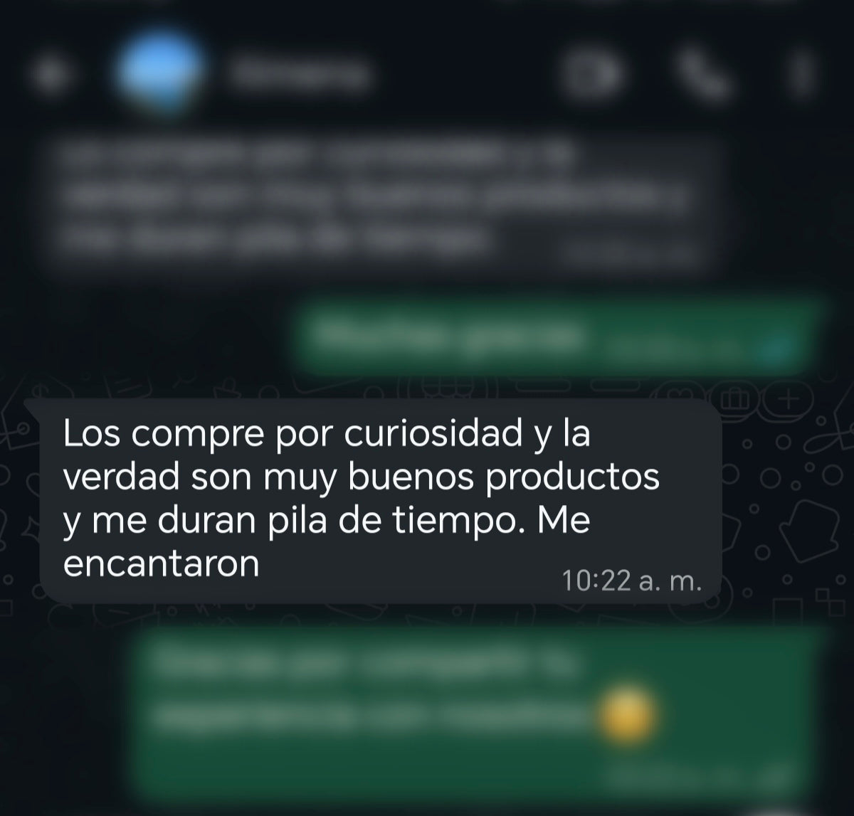 Testimonio real de clienta EcoNook por WhatsApp