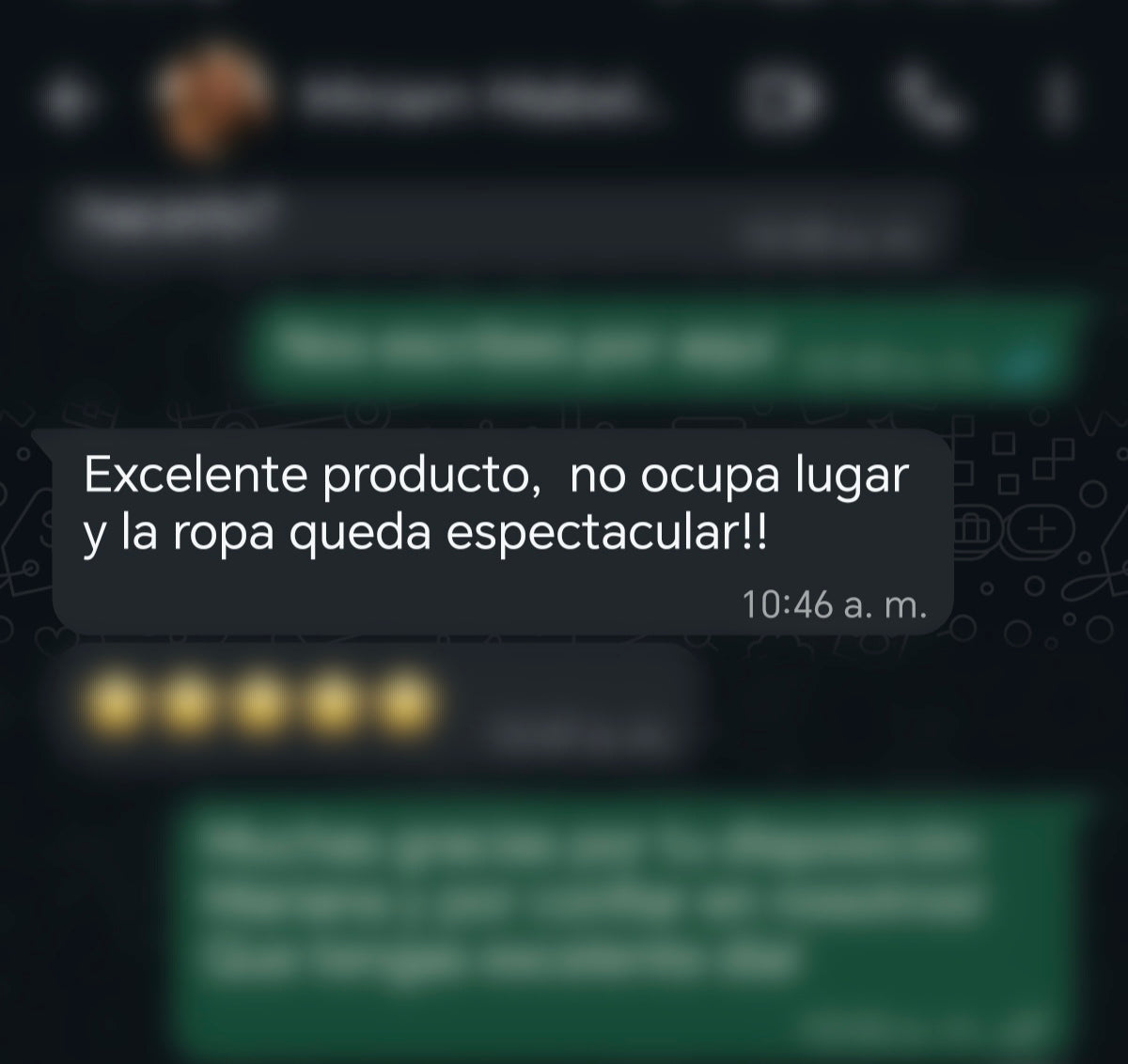 Testimonio real de clienta EcoNook por WhatsApp